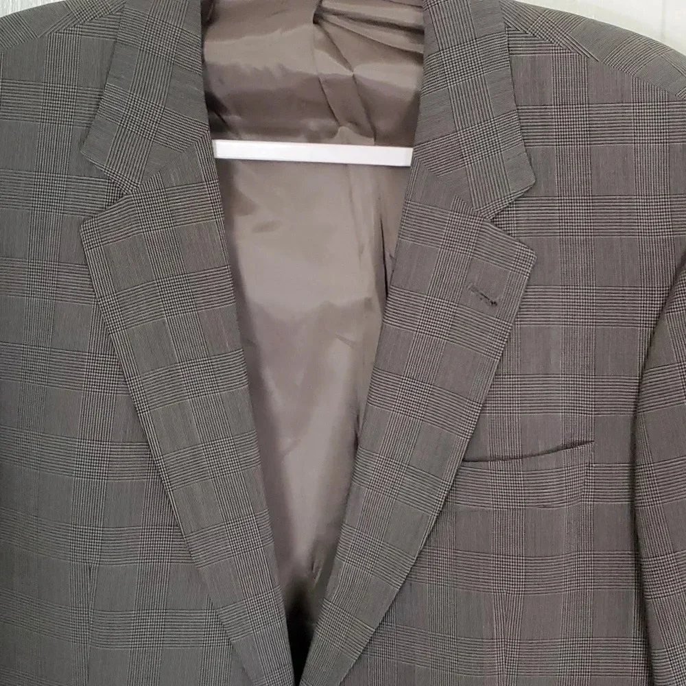 Hugo Boss Mens Sports Coat Plaid Black & Grey